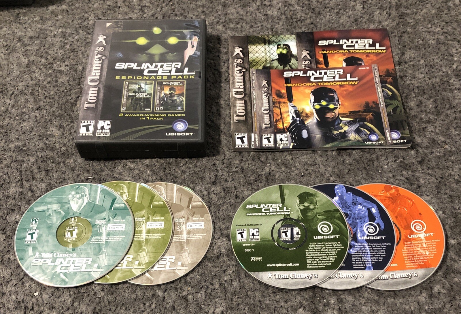 Tom Clancy’s Splinter Cell: Espionage Pack (PC, 2005) ALL SIX DISCS w/ Manuals
