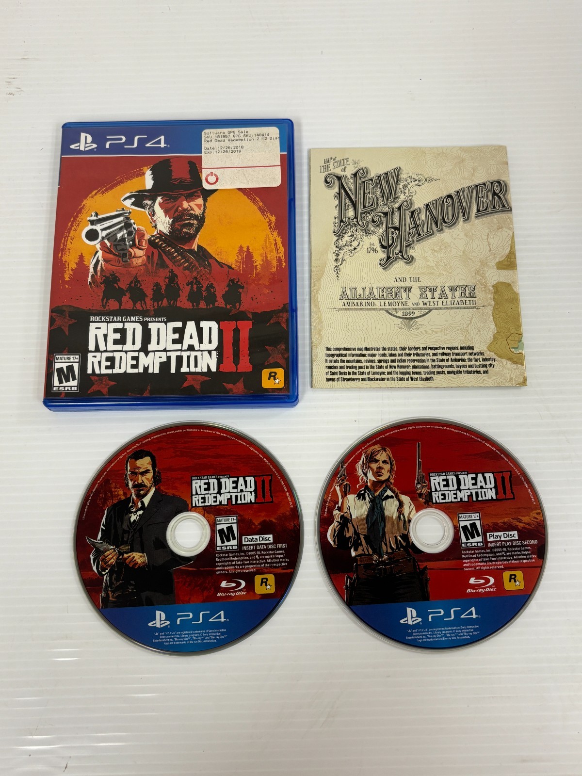RED DEAD REDEMPTION 2 PLAYSTATION 4 PS4 VIDEO GAME W/ MAP TESTED