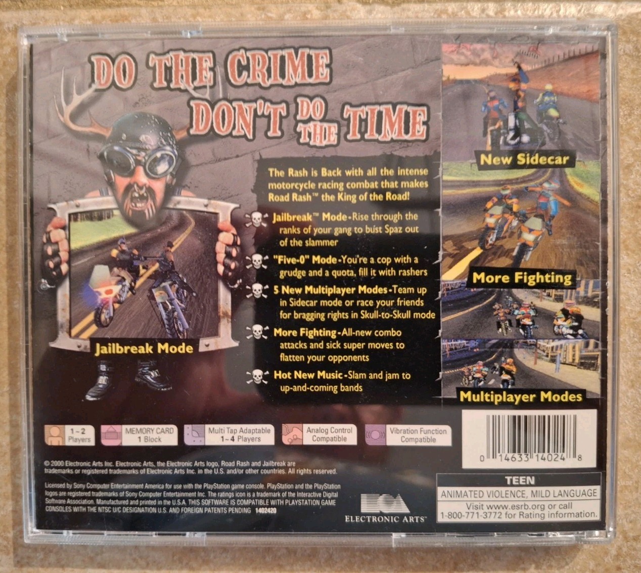 Road Rash-Jailbreak – Sony PlayStation 1 CIB W/Registration Card Free Shipping
