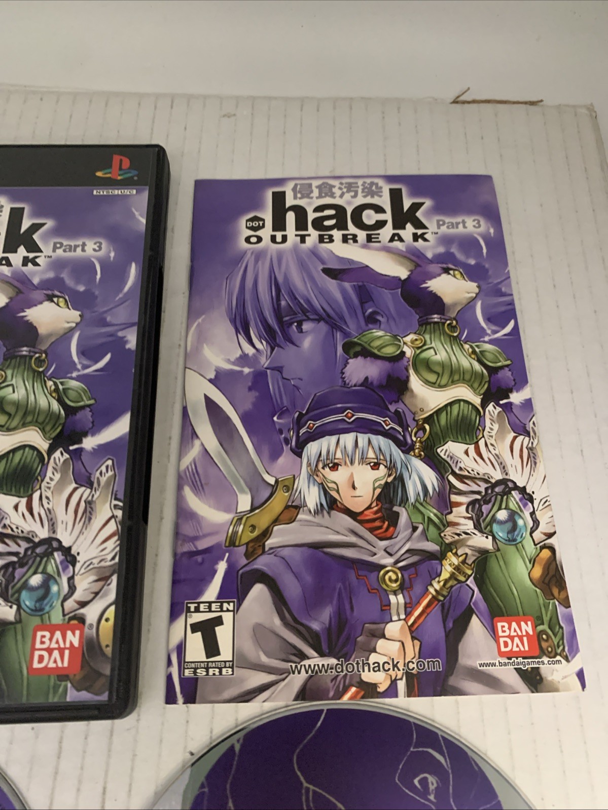 .Hack Outbreak Part 3 (Sony PS2 PlayStation 2 2003) Complete Manual & DVD Stare