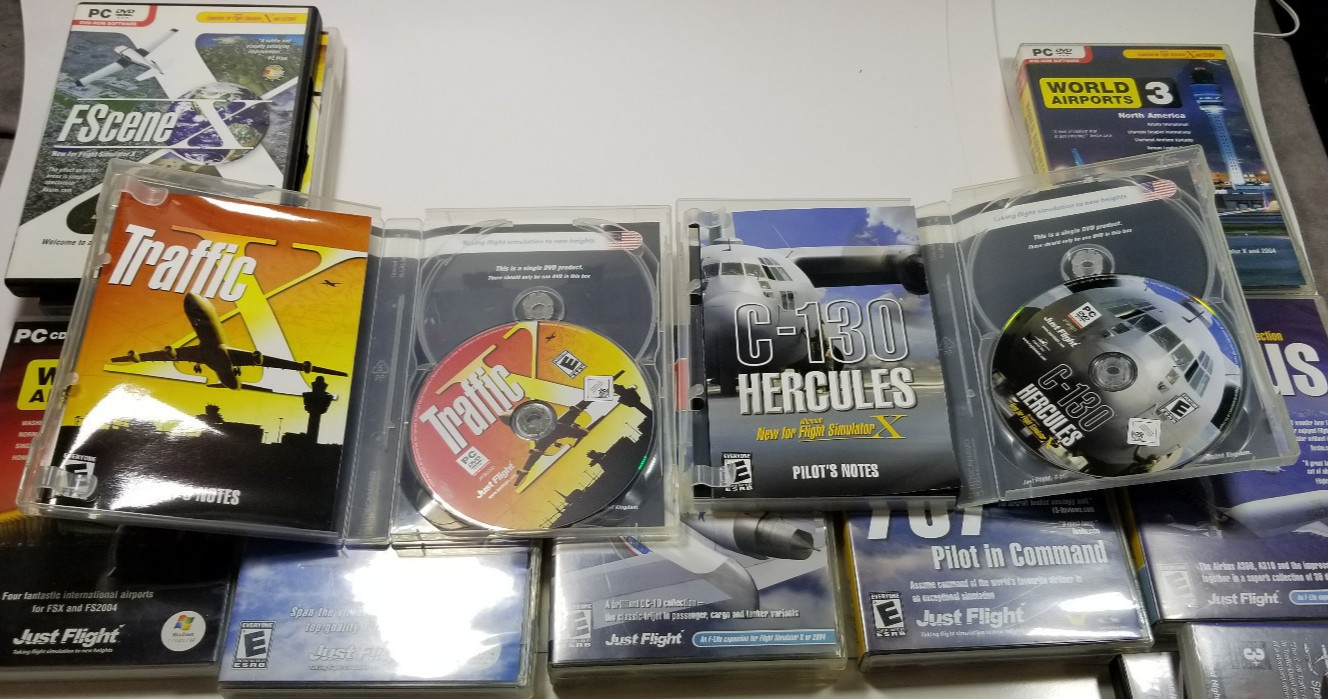 Just Flight Microsoft Simulator Expansion 737 DC-10 MD-81 C-130 Airbus Lot of 12