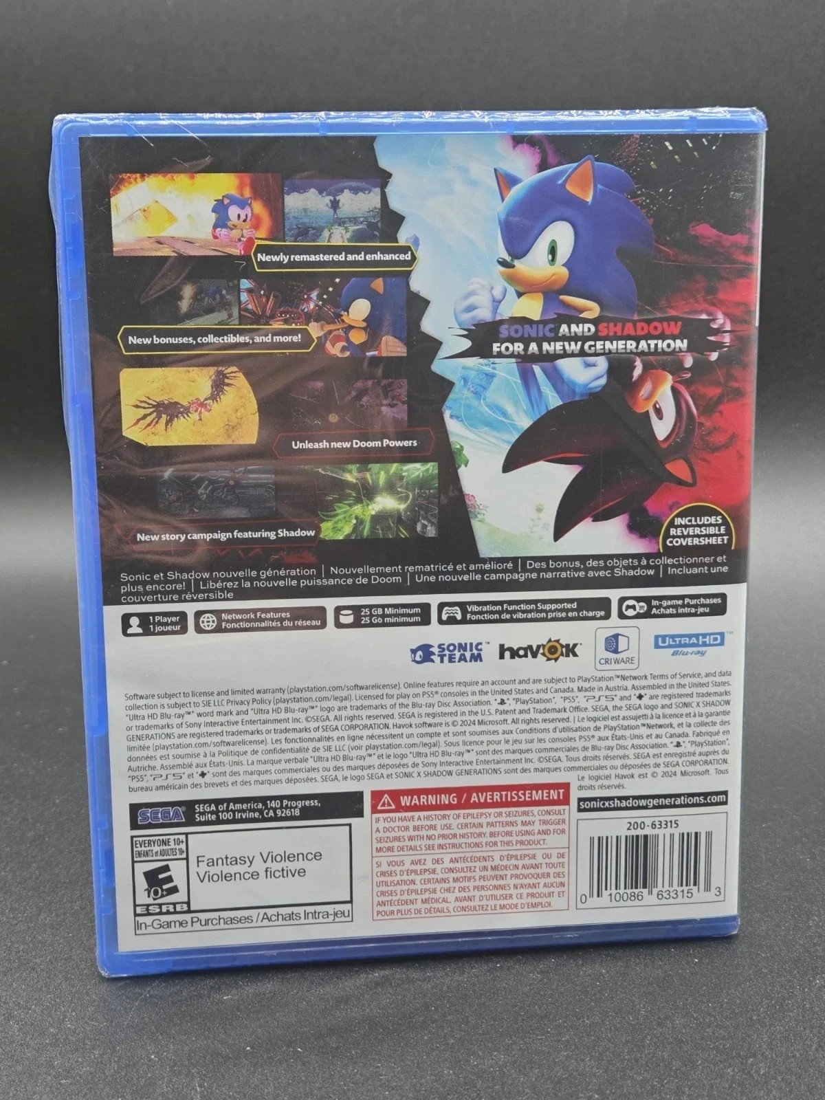 Sonic x Shadow Generations DAY ONE EDITION PlayStation 5 PS5 BRAND NEW & SEALED