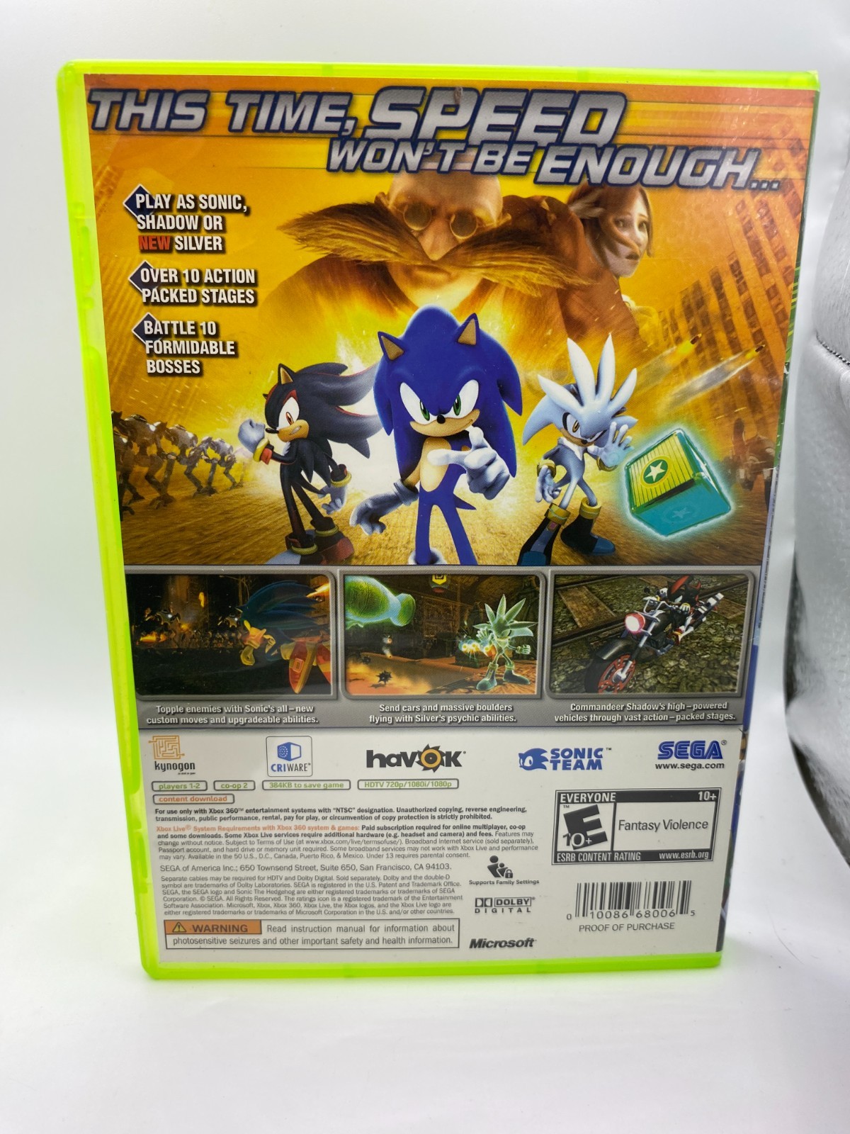Sonic the Hedgehog (Microsoft Xbox 360, 2006) -Tested -No manual