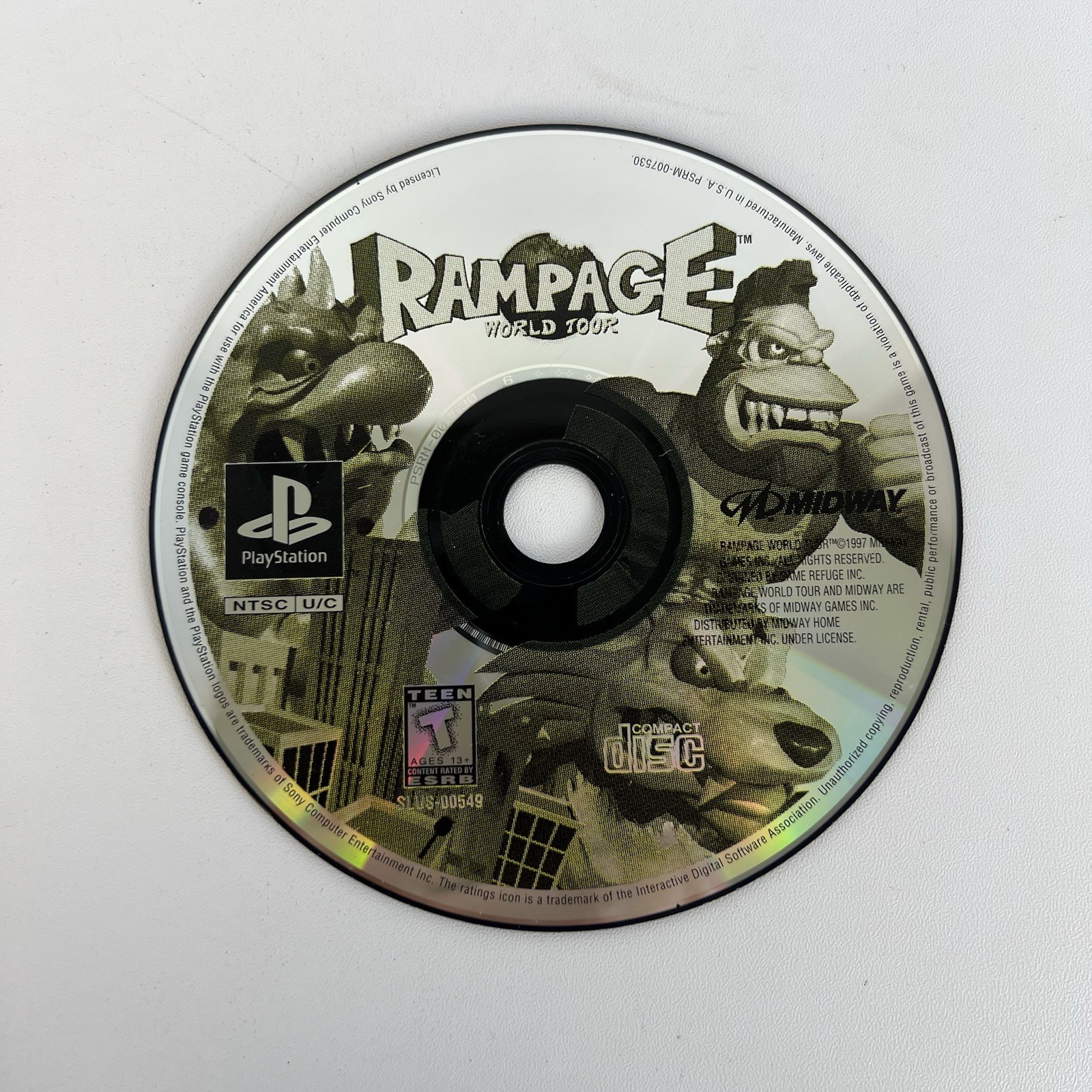 Rampage World Tour (PlayStation 1, 1997) PS1 Disc Only Tested Black VG+++