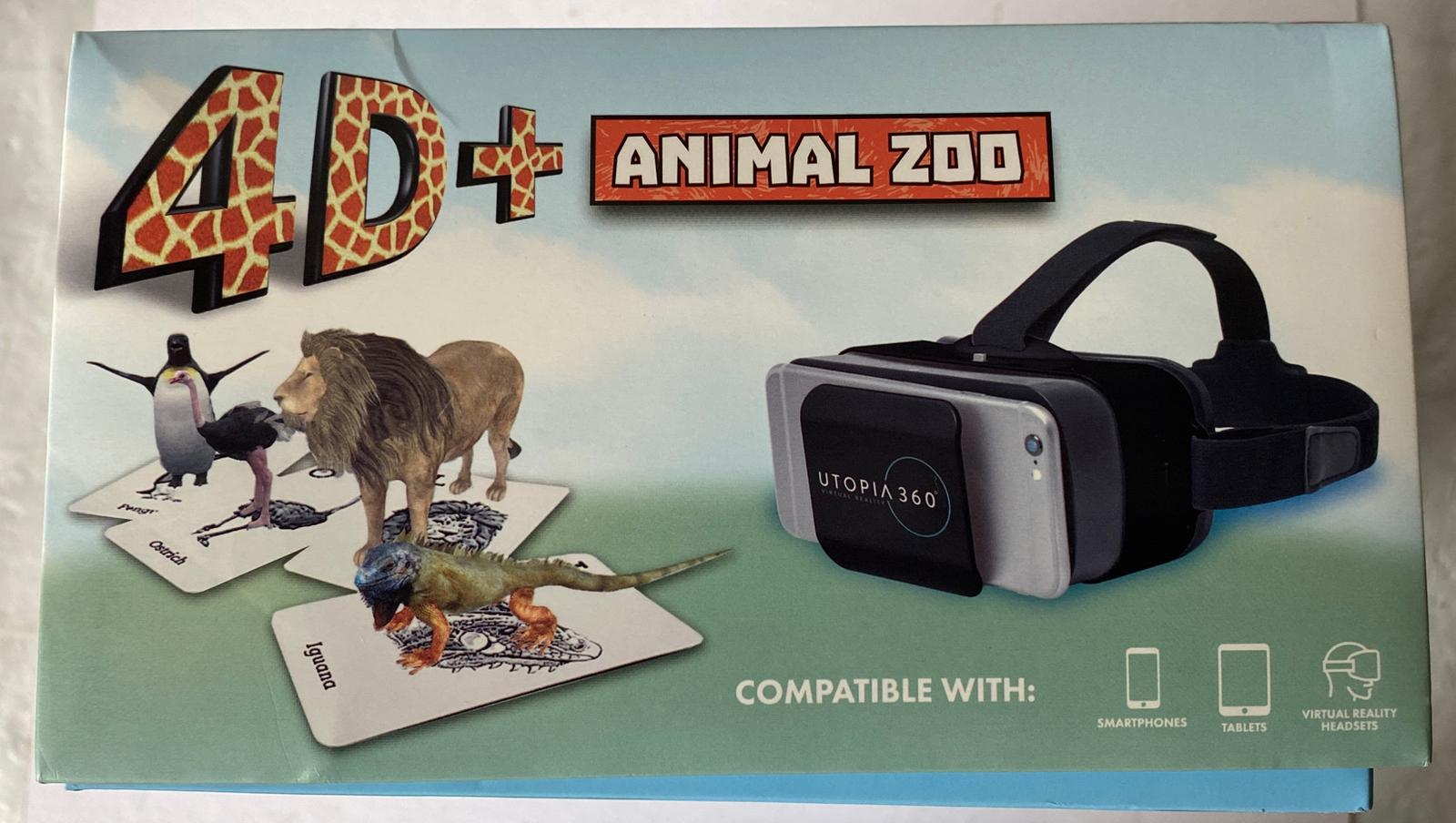 ETVRARZOO 4D+ Utopia 360 VR Headset & Animal Zoo Augmented Reality Cards