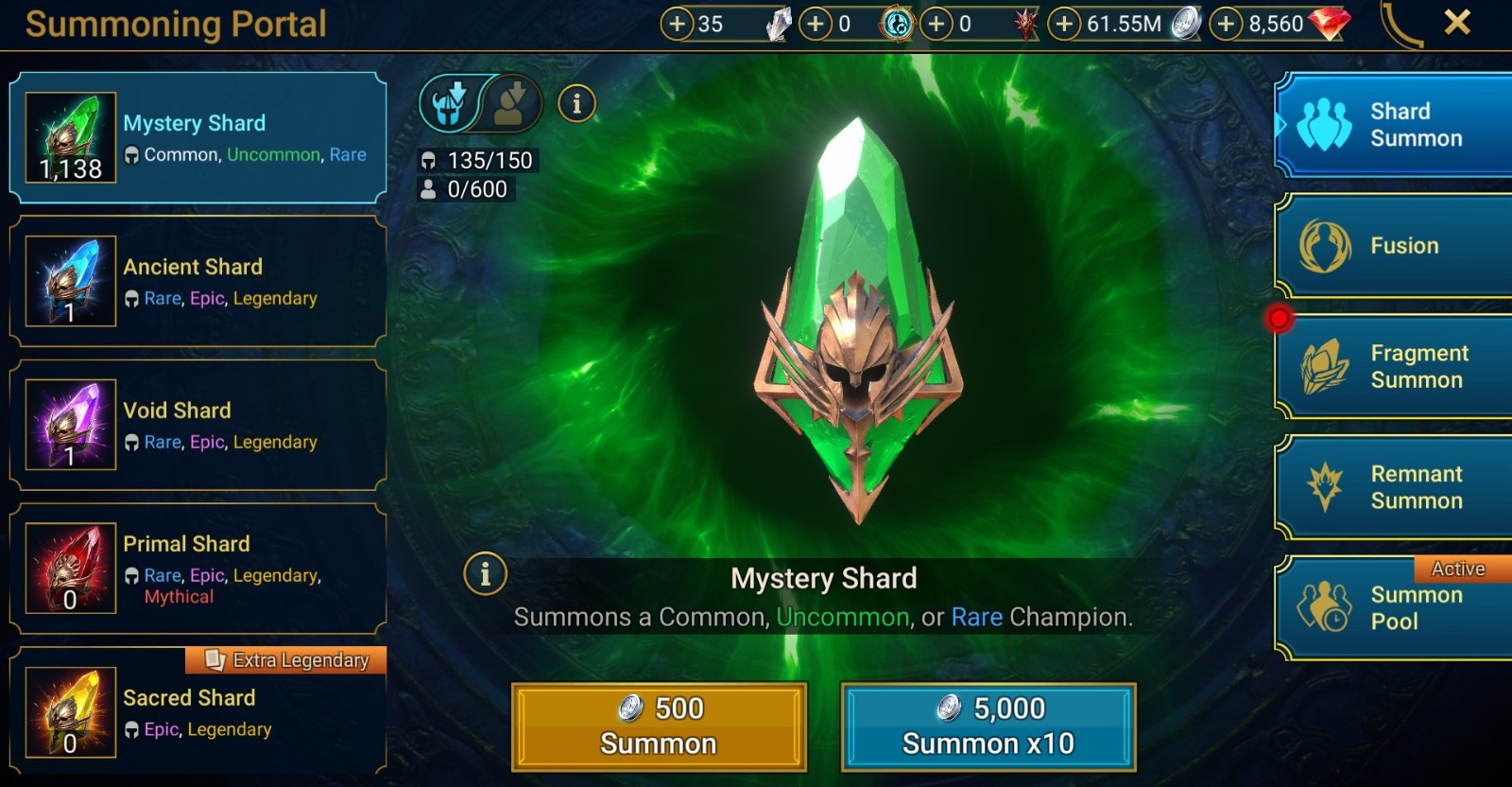 Raid Shadow Legends | Starter Mythical – Arne : 92k energy / 26 Legendary