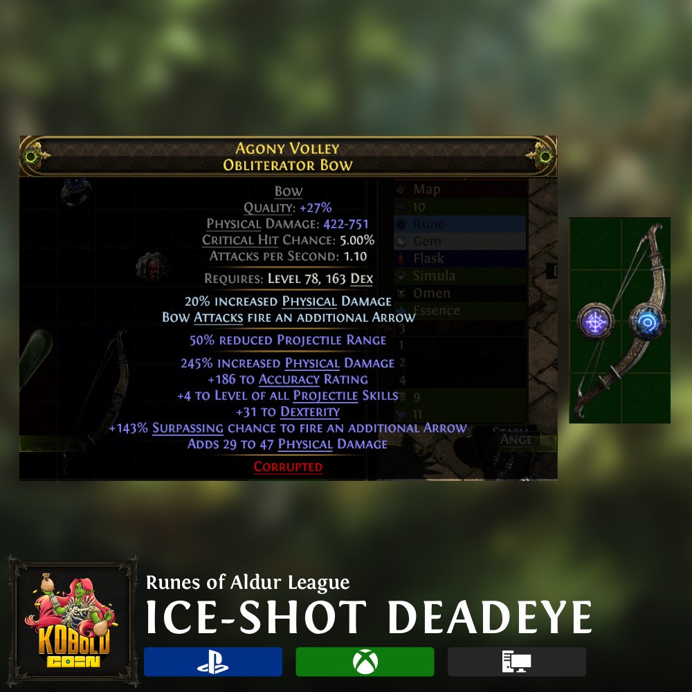 Ice Shot Deadeye Bow – Runes of Aldur League Softcore Path of Exile 2