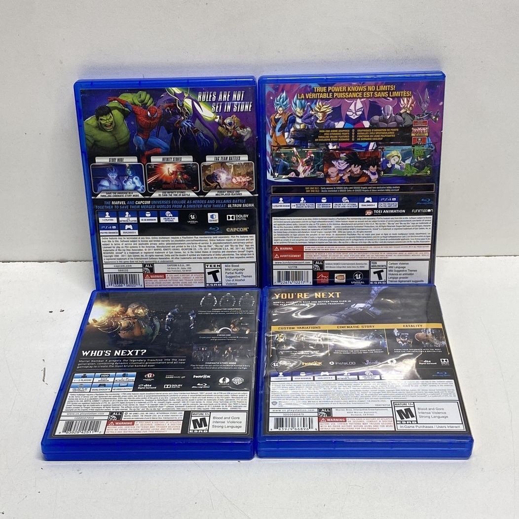 Dragon Ball FighterZ Mortal Kombat 11 4 PS4 Game Lot Marvel vs Capcom Infinite