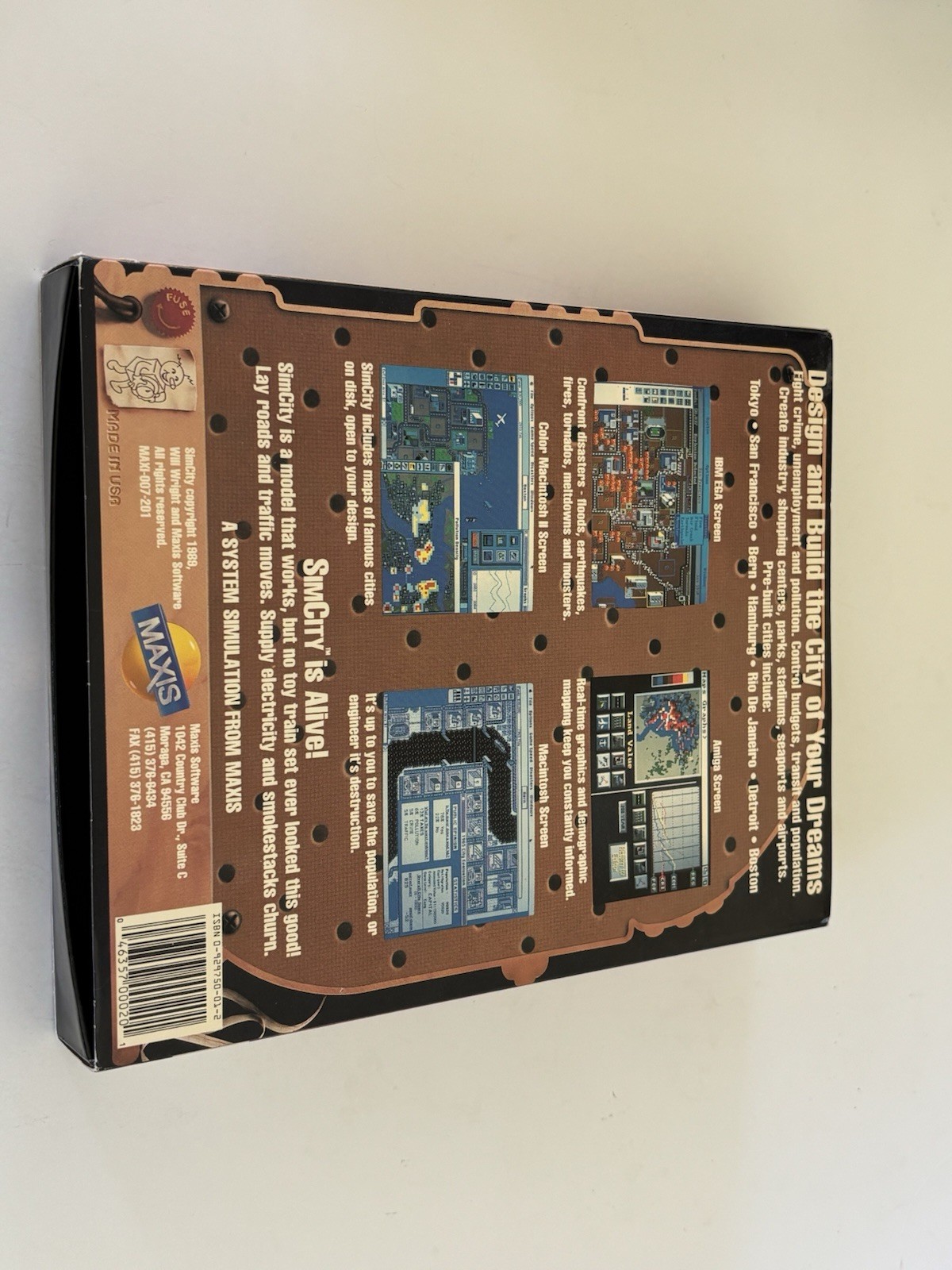 1989 Sim City, The City Simulator Game – Maxis IBM/PC Version, BOX ONLY
