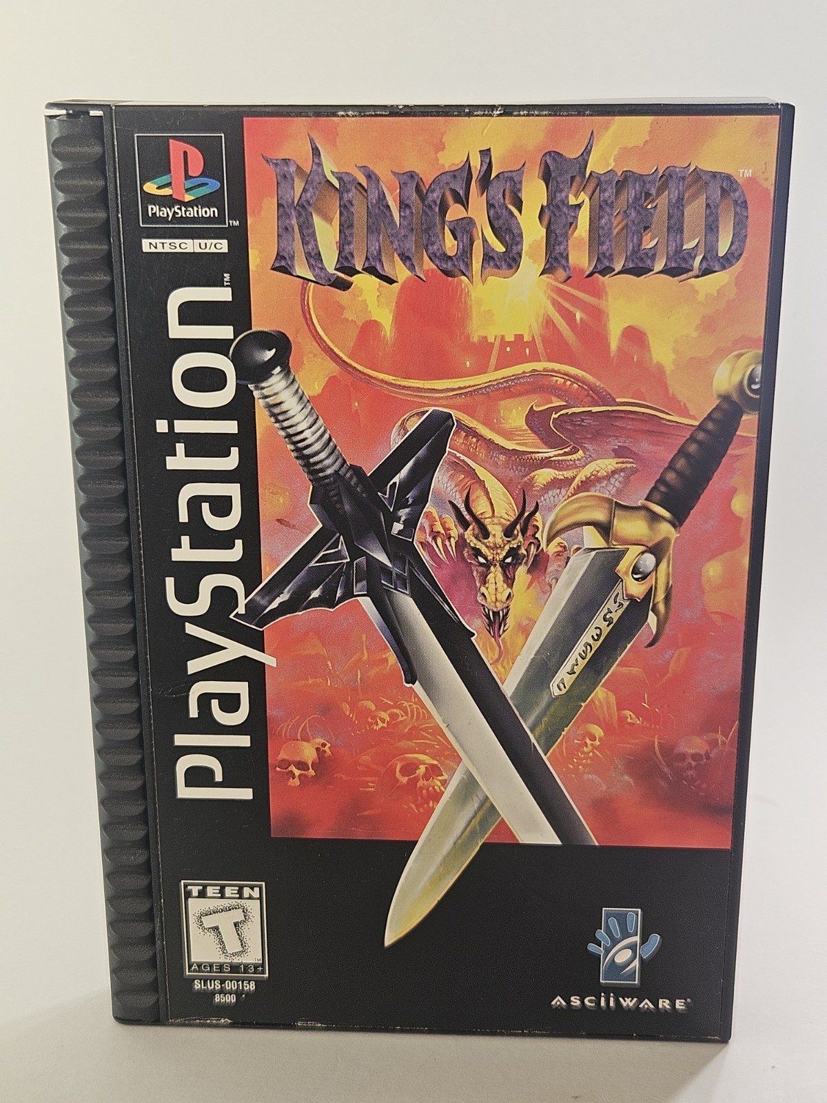 King’s Field Long Box PlayStation 1 CIB w/ Registration & Hint Card Broken Case