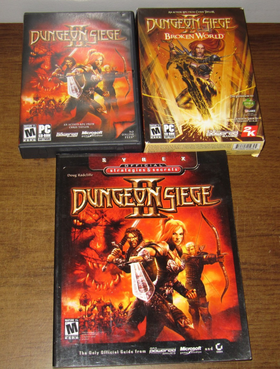 Dungeon Siege II + Broken World + Sybex Strategy Guide PC Game CD-ROM