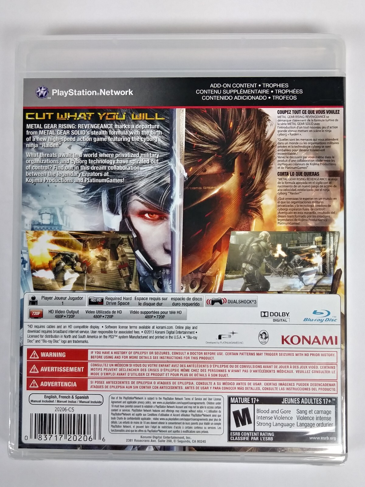 Metal Gear Rising: Revengeance PlayStation 3 2013 Konami PS3 Hack And Slash New