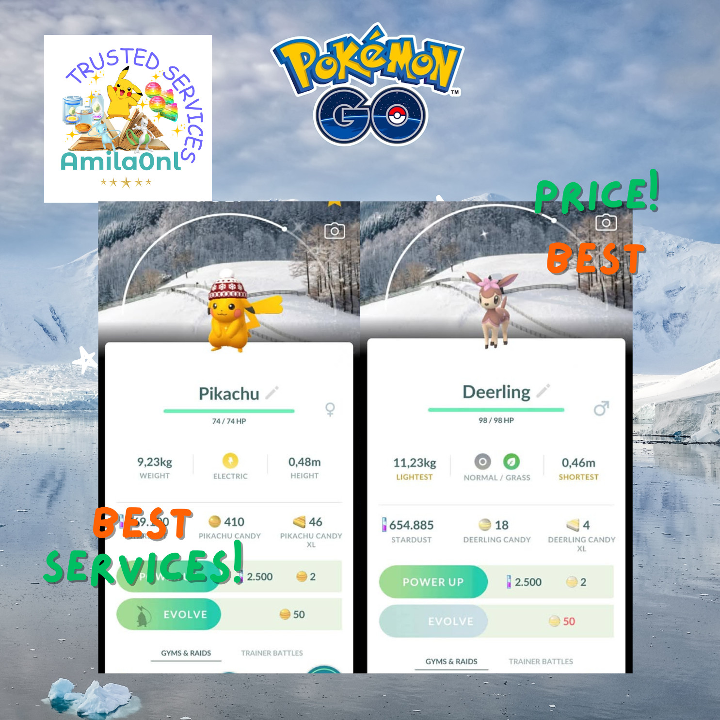 Pokémon✿Go✿shiny Pikachu beanie Hat✿Deerling✿Winter Background✿Trade✿PTC