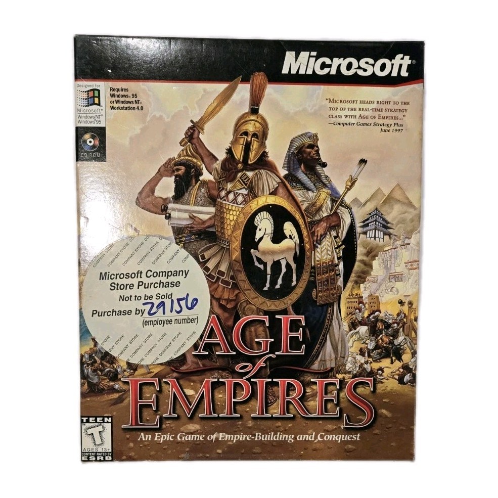 Age of Empires PC Big Box 1997 FACTORY SEALED – Microsoft Company Store Variant