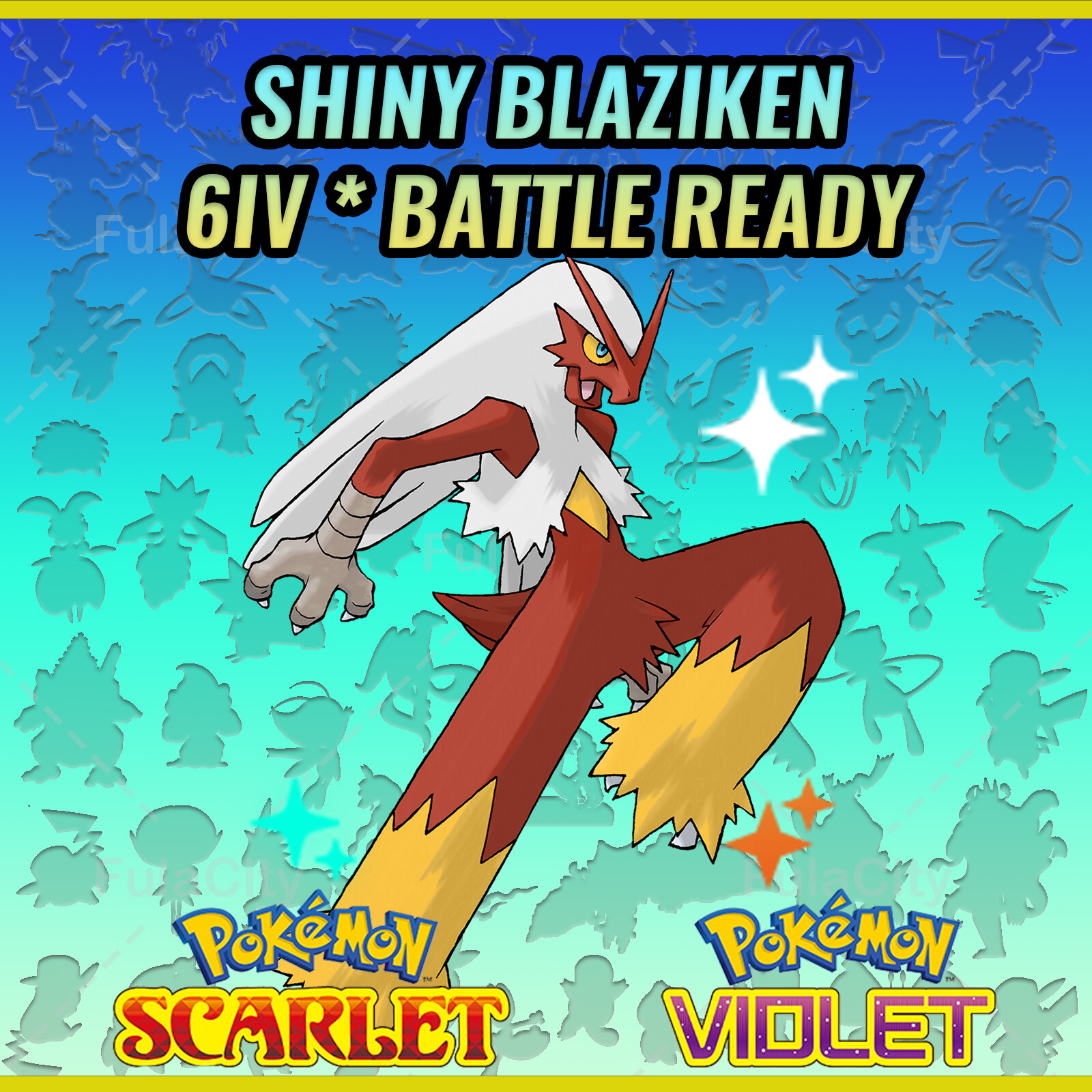 ✨ SHINY BLAZIKEN ⚡ INDIGO DISK ⚡ 6 IV * BATTLE READY POKEMON SCARLET VIOLET ⚡