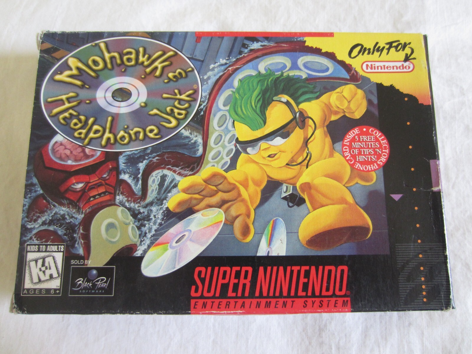Mohawk and Headphone Jack SNES Super Nintendo CIB Complete + Phone Card RARE