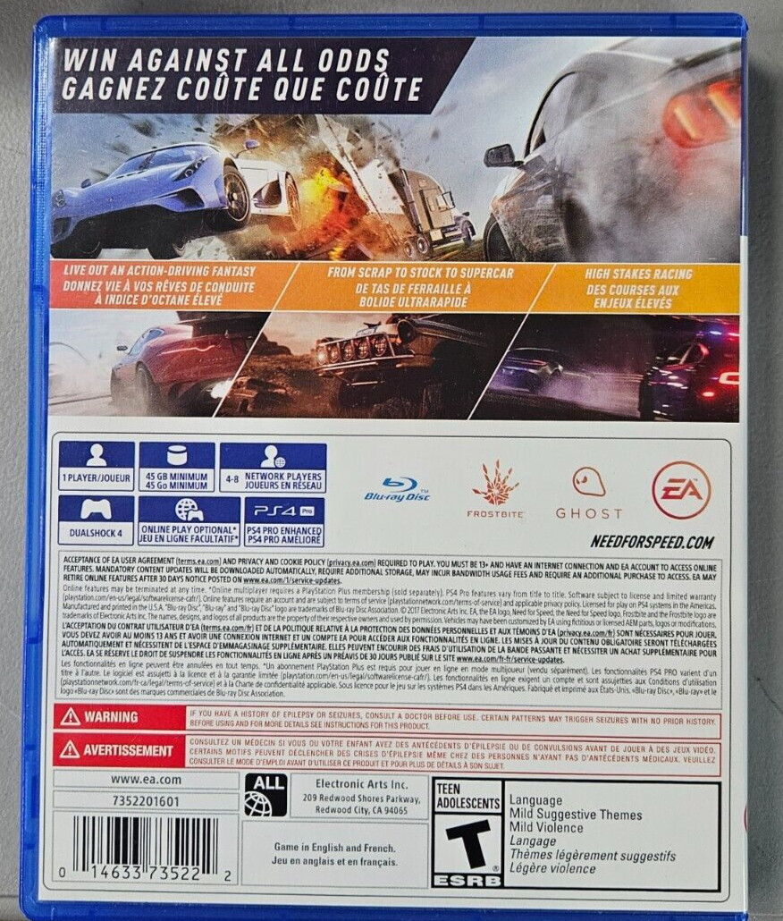 Need for Speed Payback (PlayStation Hits) PS4 Video Game – US Version, Good