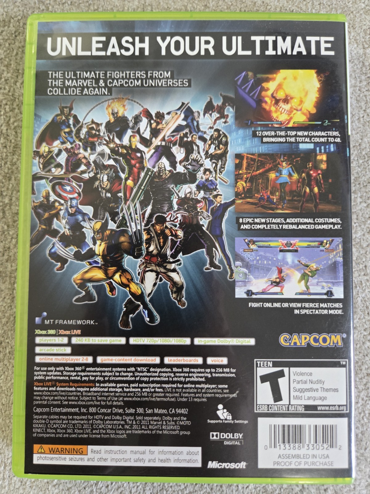 Ultimate Marvel Vs. Capcom 3 Video Game Xbox 360
