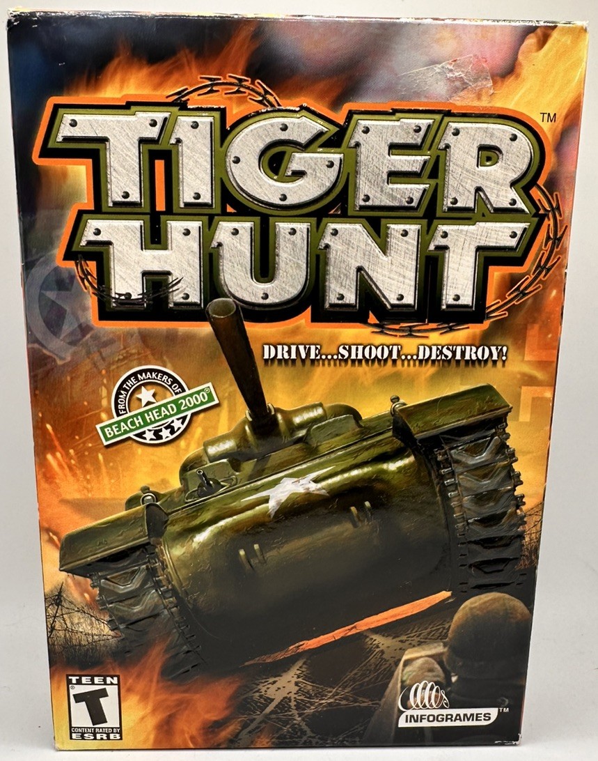 Tiger Hunt: Drive Shoot Destroy WWII (PC Game, 2002) Small Box