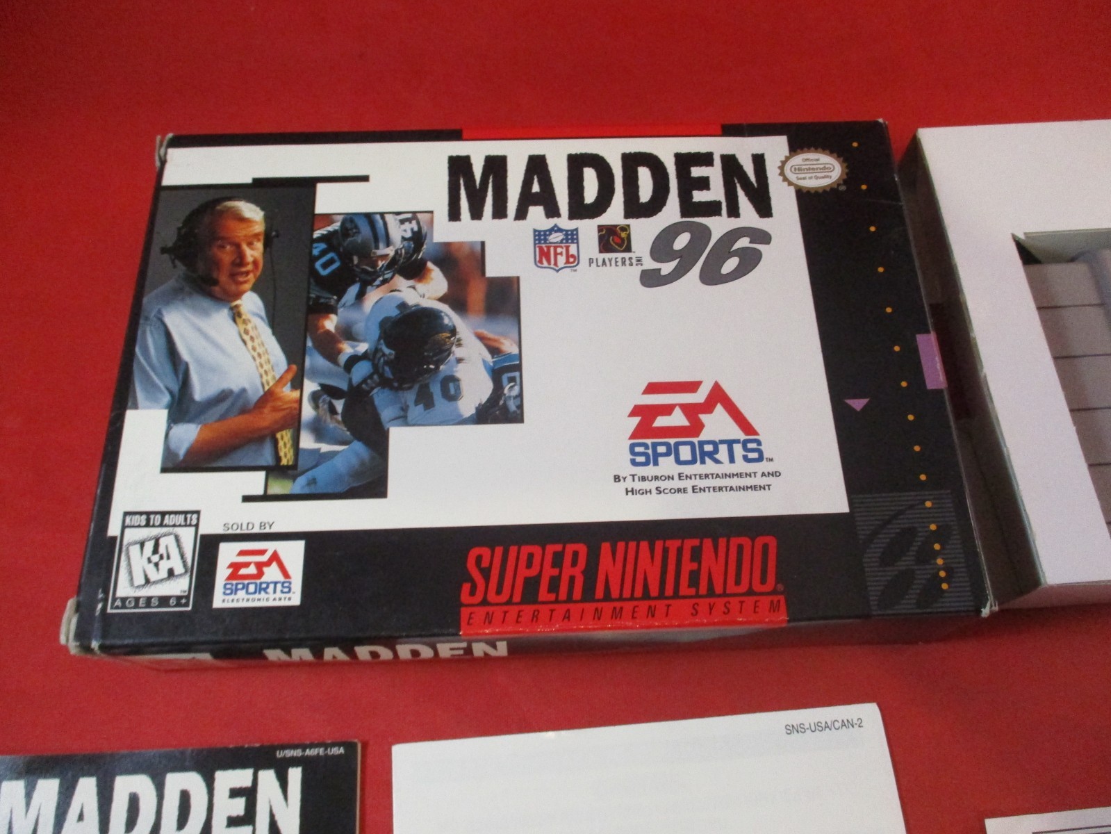 Madden 96 (Super Nintendo SNES) COMPLETE w/ Box manual game WORKS! 1996