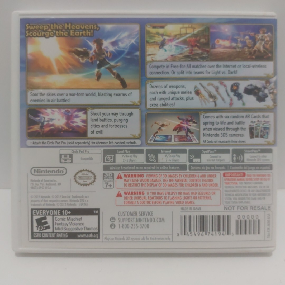 Kid Icarus: Uprising (3DS, 2012) w/ Manual, Inserts, AR Cards And Stand