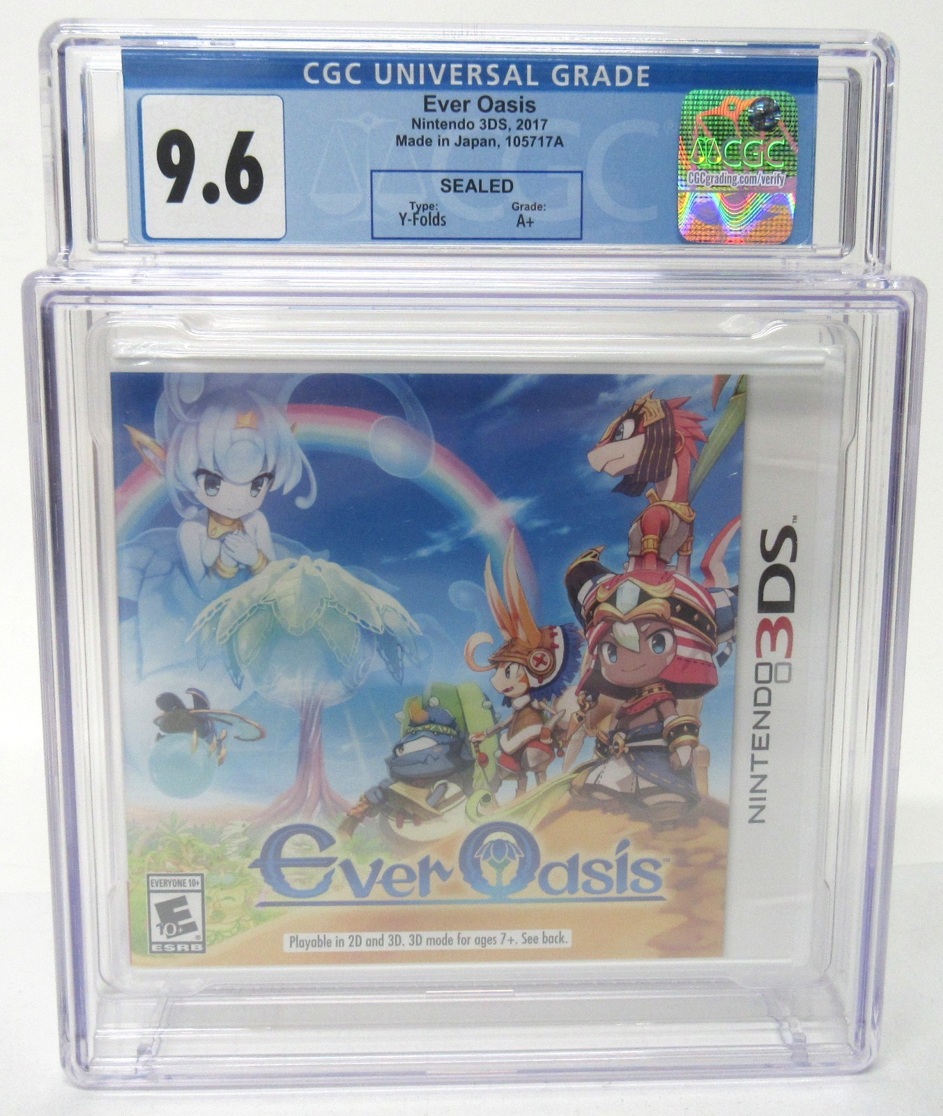 Nintendo 3DS CGC 9.6 Sealed Ever Oasis 2017 Y-Folds A+
