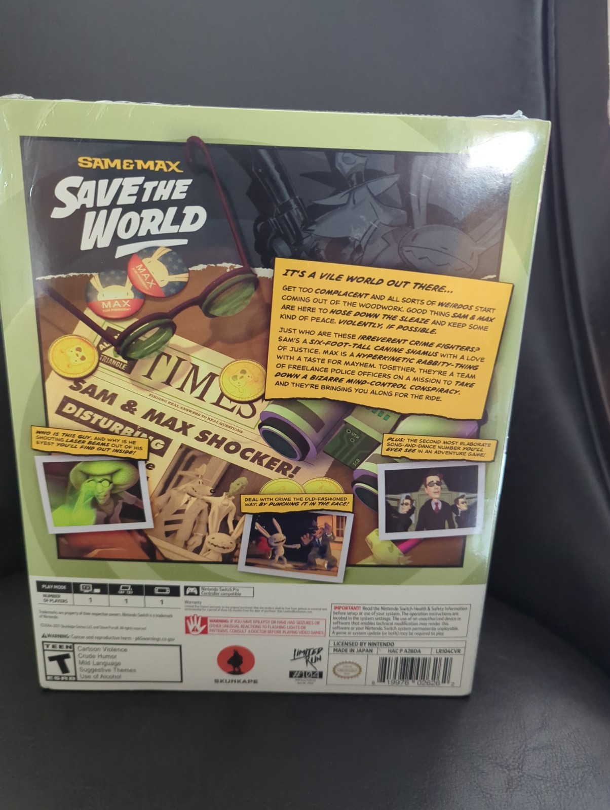 Sam and Max Save the World Collector’s Edition LRG#104 Nintendo Switch Brand New