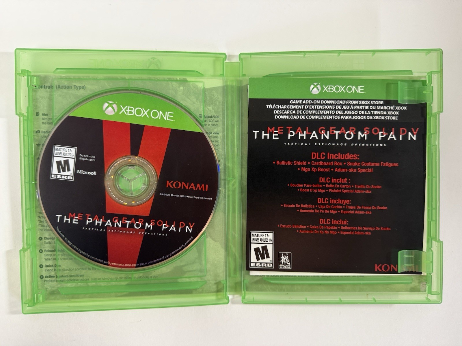 Metal Gear Solid V (5) The Phantom Pain DAY ONE EDITION (Xbox One) CIB – TESTED