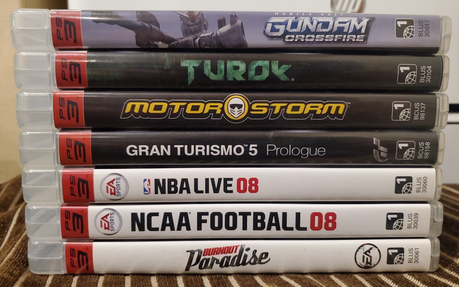PS3 Blu-ray Video Games Lot Of 7 Gundam Crossfire, TUROK, NBA LIVE and More…