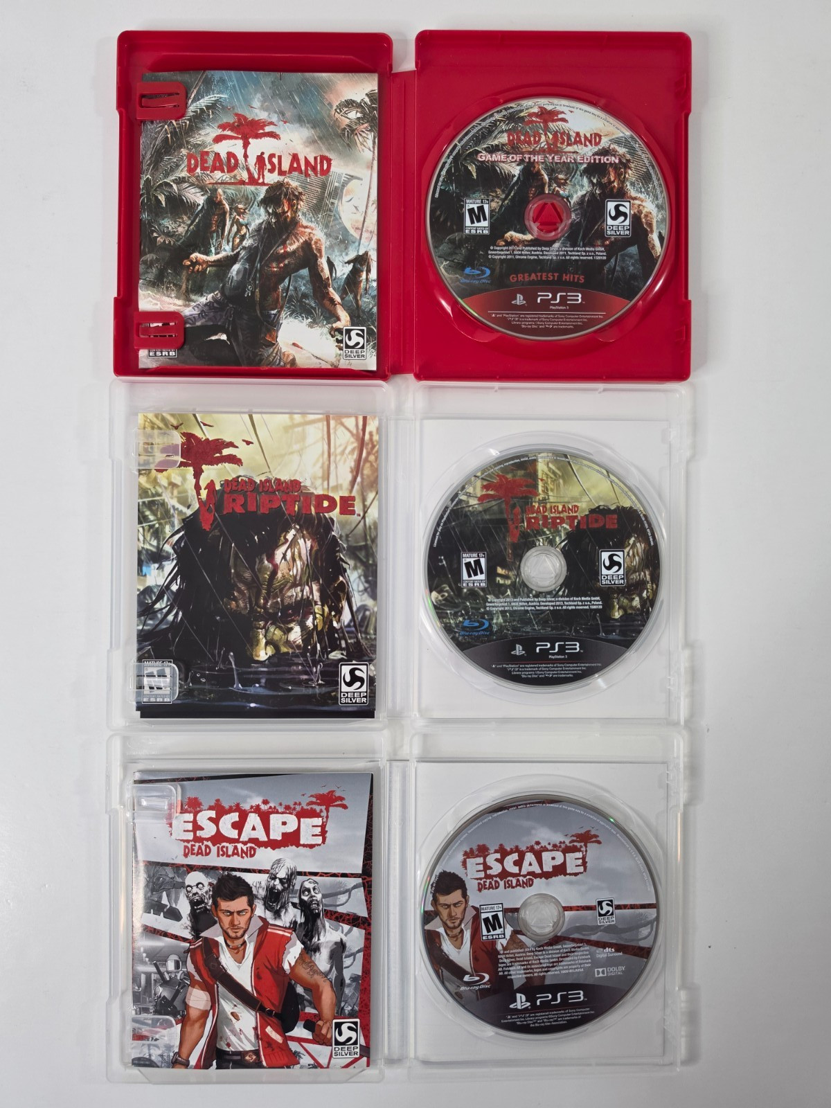 Dead Island Trilogy PS3 Bundle – GOTY, Riptide SE, Escape – CIB – Mint Discs