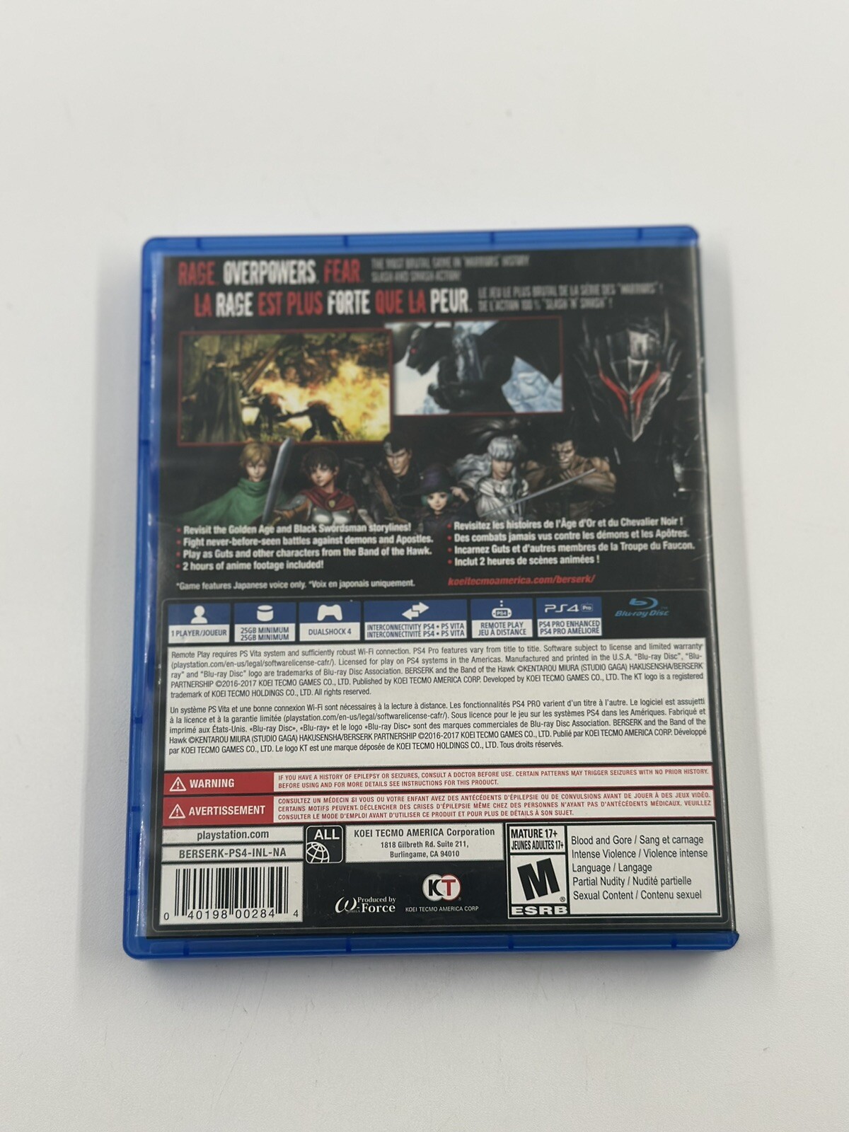 Berserk and the Band of the Hawk (Sony PlayStation 4, 2017) Ps4 Ps 4 Play 4