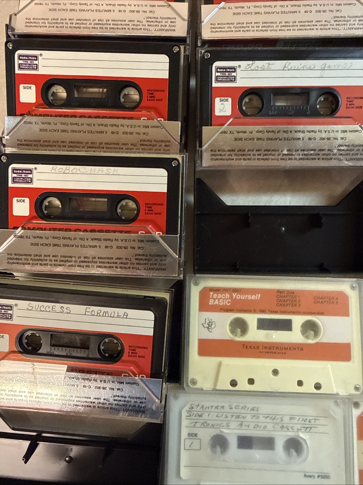Radioshack C 10, Texas Instruments Cassettes, video Games, Music, How To