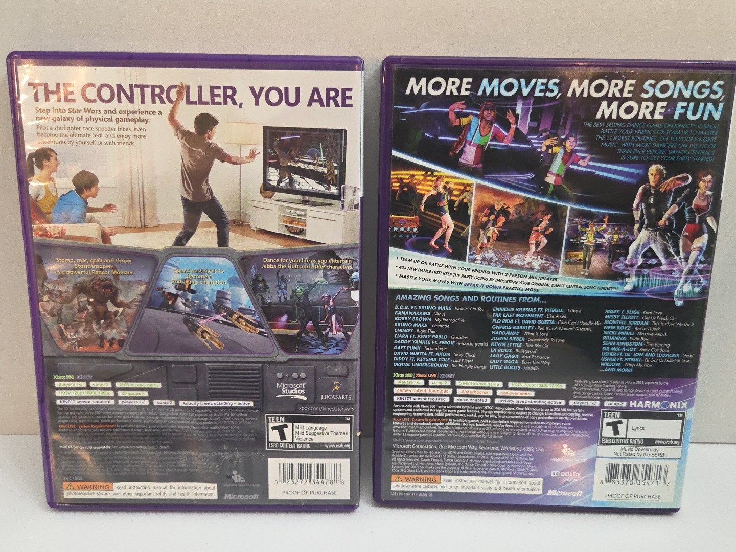 Xbox 360 Kinect Game Lot Star Wars + Harry Potter Tested Family Bundle