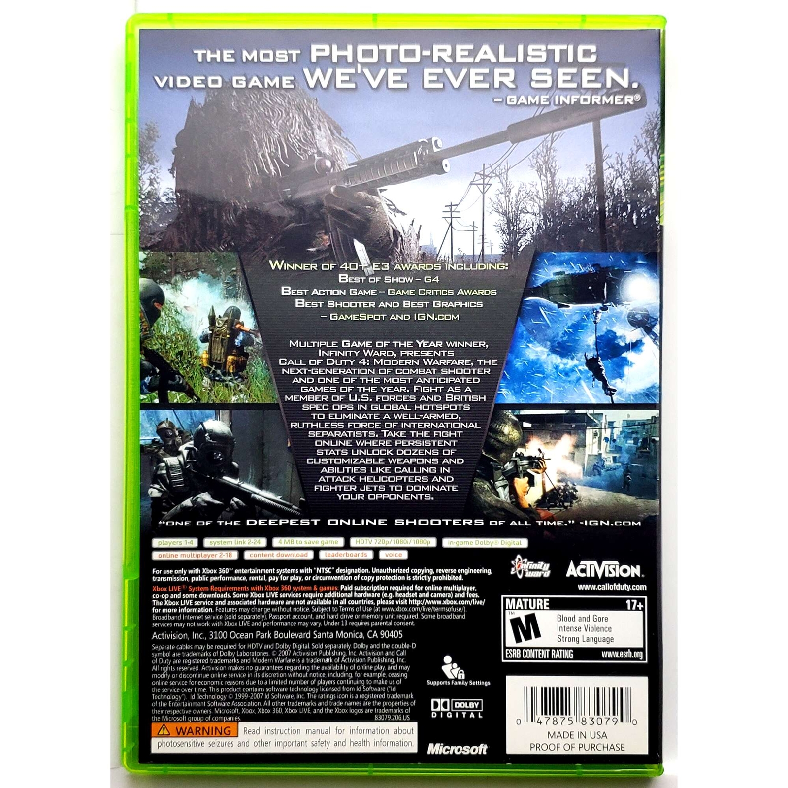 Call of Duty 4 Modern Warfare – Microsoft Xbox 360 Pristine 180 Day Guarantee