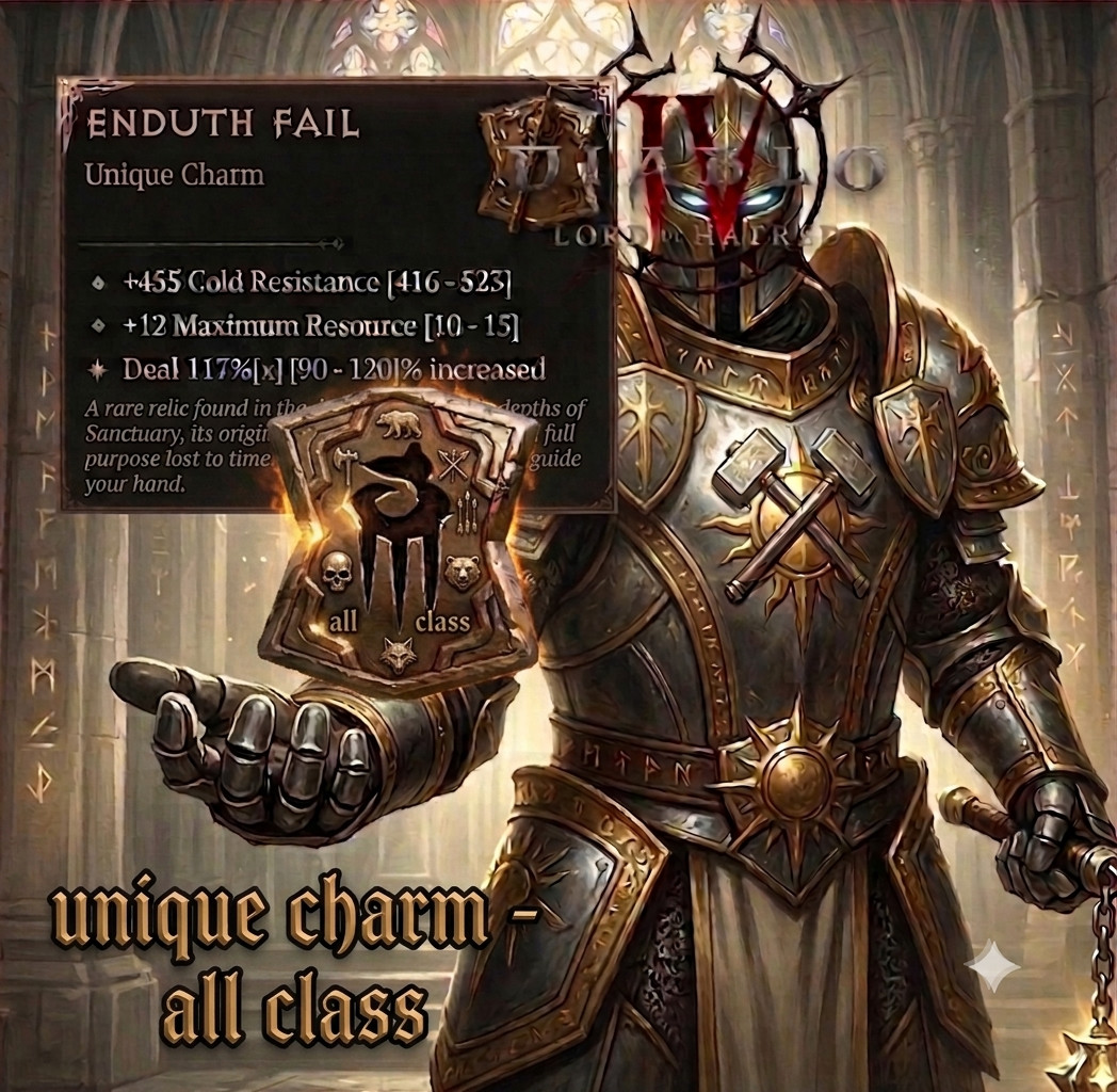DIABLO 4🎃SEASONAL 14🔥RADOM AFFIX UNIQUE CHARM-COMMON & ALL CLASS
