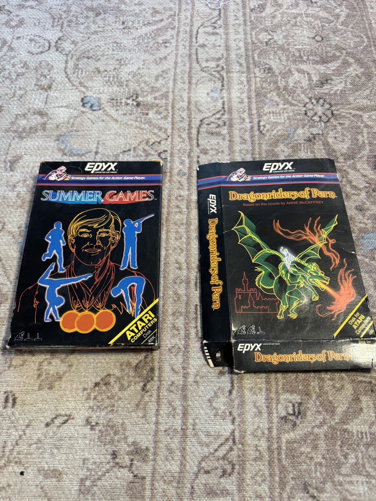 Lot of 2 Dragonriders of Peru and Summer Games EPYX Atari 8 bit Computers