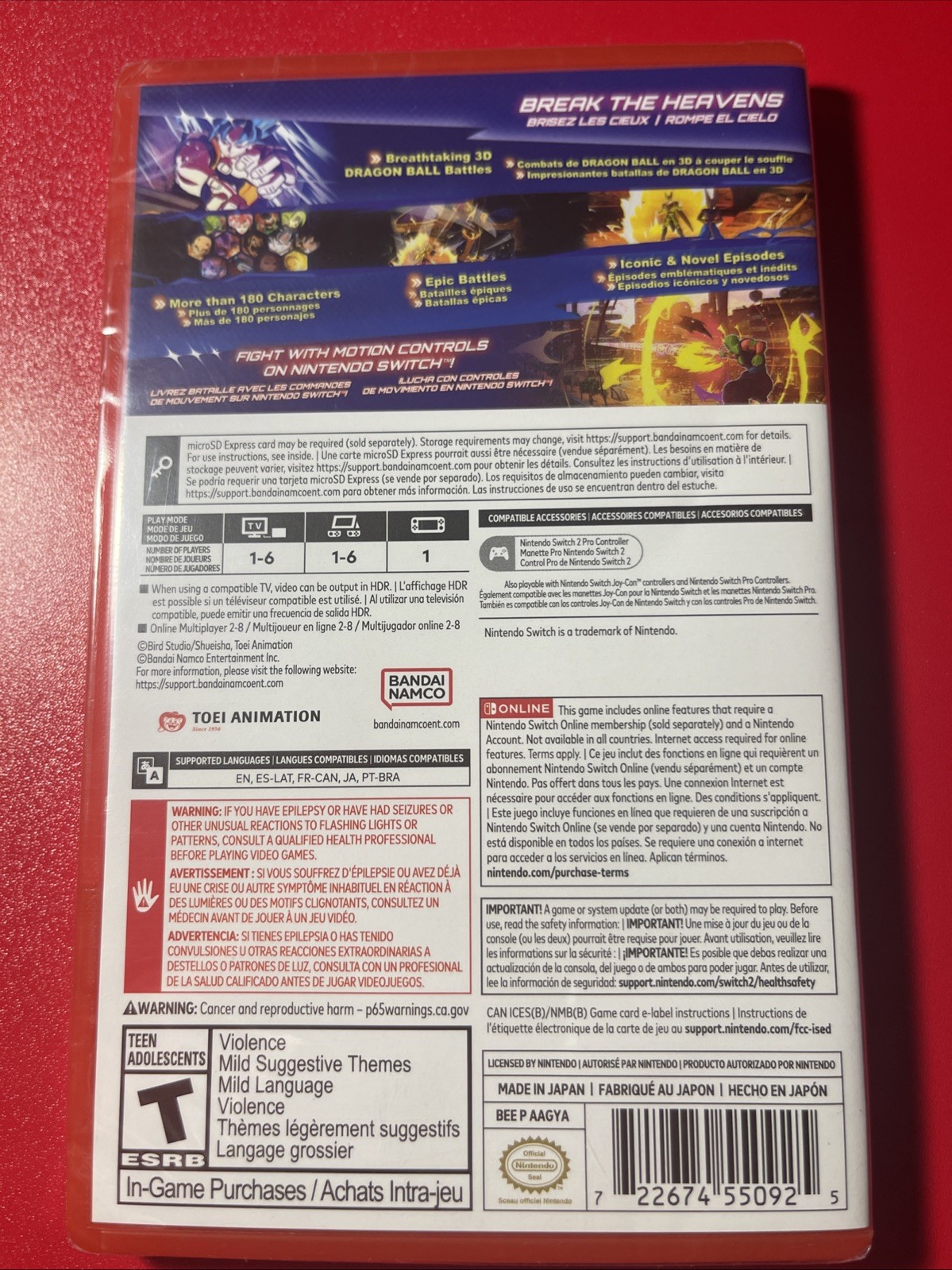Dragon Ball Sparking! ZERO [Game-Key Card] Nintendo Switch 2 – BRAND NEW SEALED