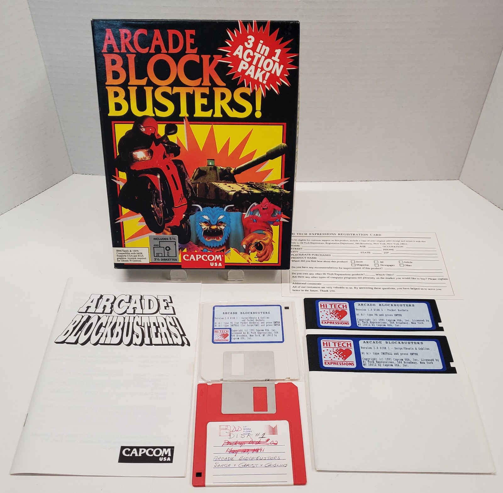 Capcom 3 In 1 PC Game Big Box Sarge Ghosts N Goblin Pocket Rocket Action Pak