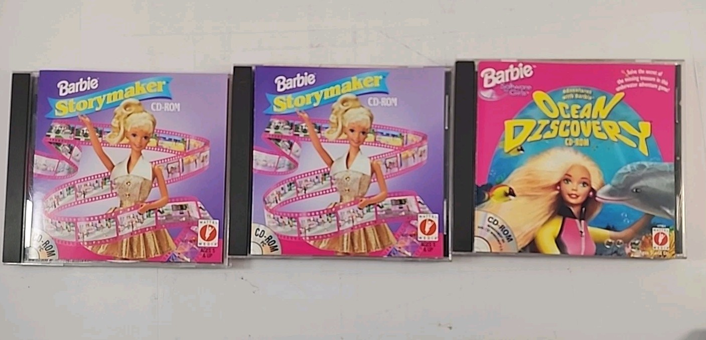 Lot of 3 Barbie Storymaker (Mattel) – Windows PC CD-ROM Computer Games