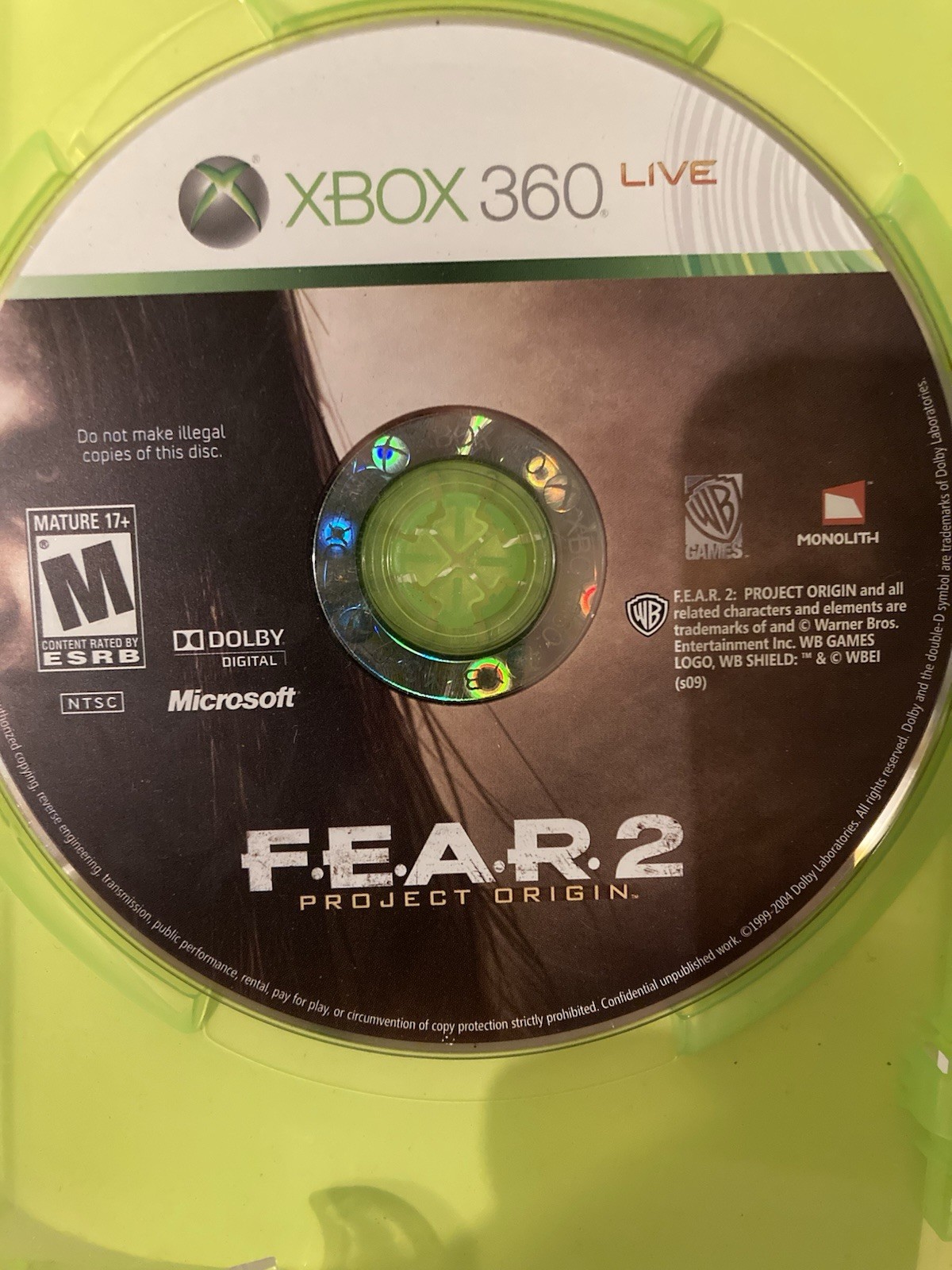 Project Origin: Fear 2 – Microsoft Xbox 360. Tested And Working. No Manual