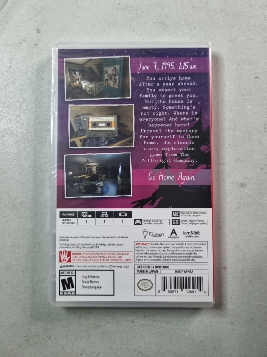 Gone Home (Nintendo Switch) Iam8bit Brand New/Factory Sealed US Seller Rare