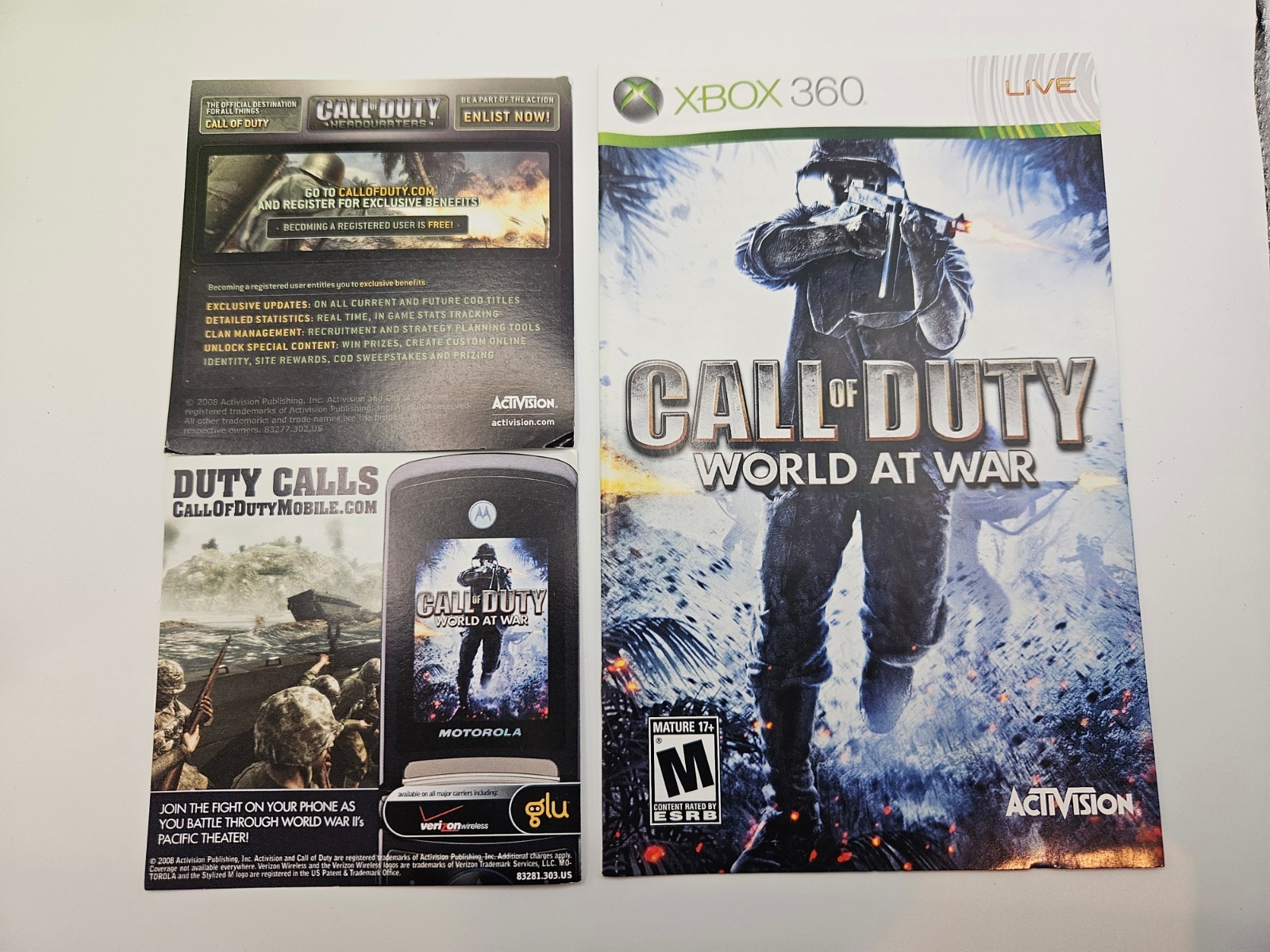 Call of Duty World at War Microsoft Xbox 360 Complete w/ Inserts / CIB / Tested
