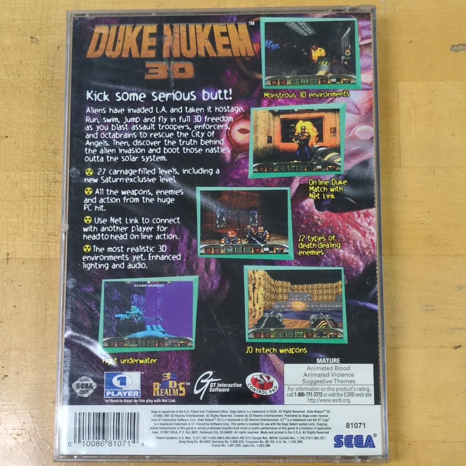 Duke Nukem 3D CIB W/ Manual Dust Jacket – Sega Saturn – CLEAN DISC