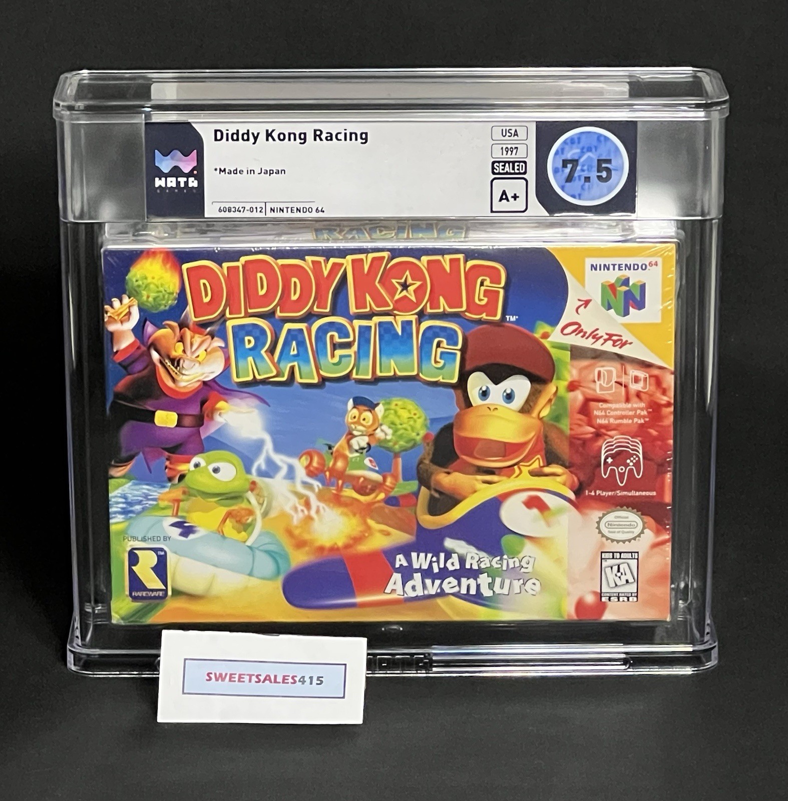 Diddy Kong Racing – 7.5 A+ (WATA PSA New Sealed N64 Nintendo 64)