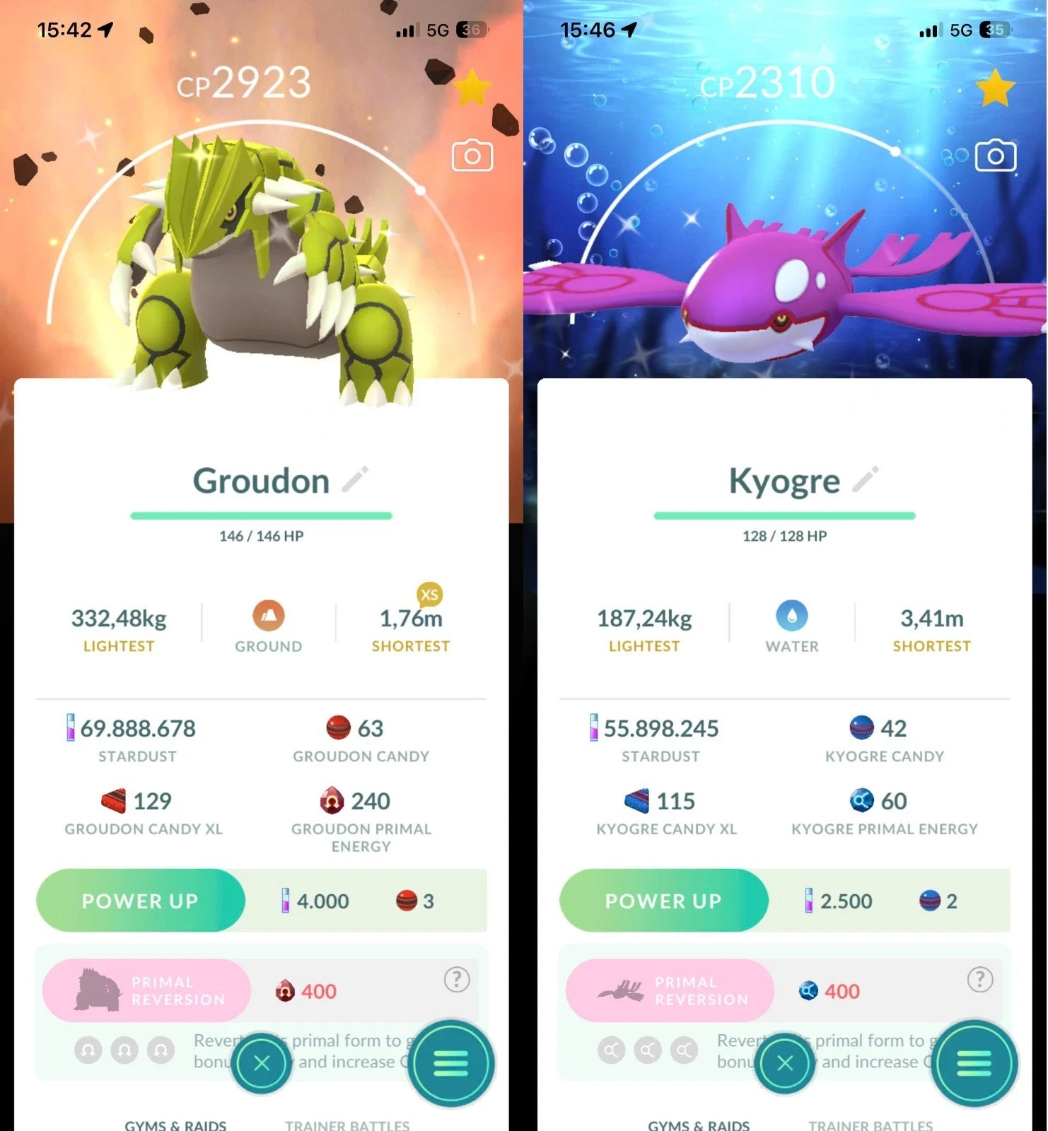 PoGo✨ Shiny Groudon & Kyogre Go Tour Kalos 2026 Special BG ✨Trade 20k-1mil Dust