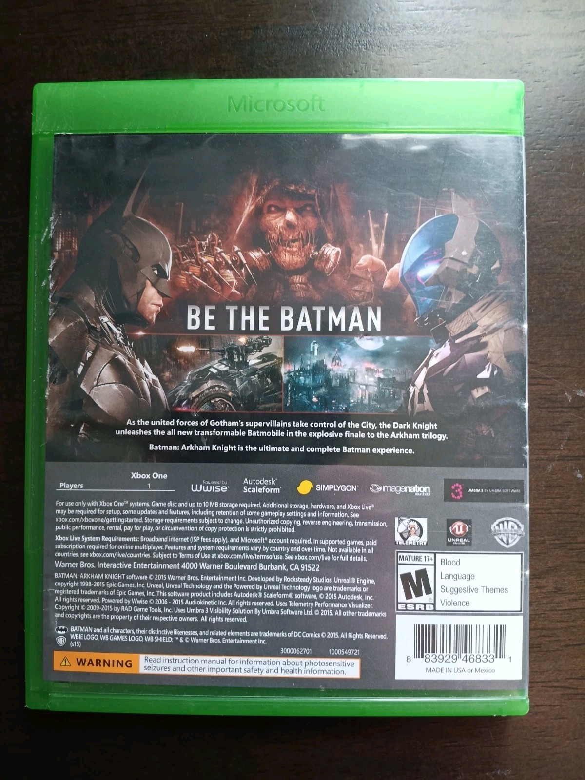BATMAN: ARKHAM KNIGHT Xbox One Game