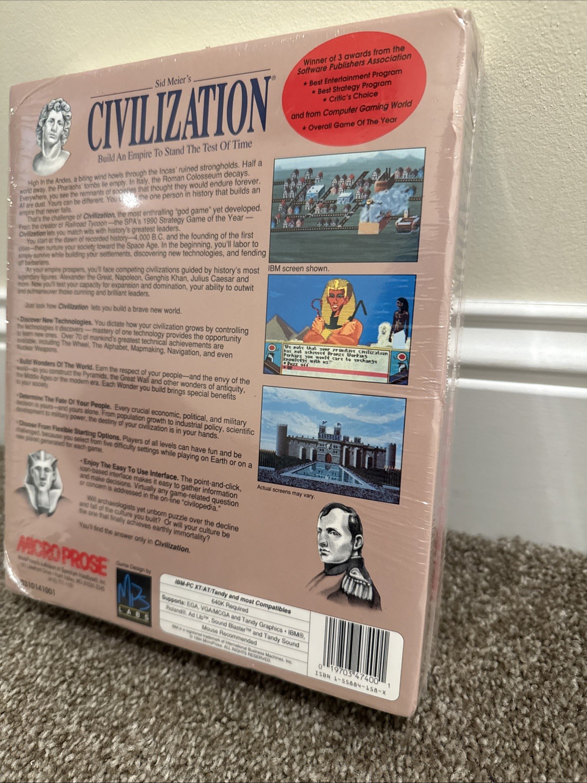 Sid Meier’s Civilization I PC IBM Big Box 3.5″ Disks MicroProse NEW SEALED