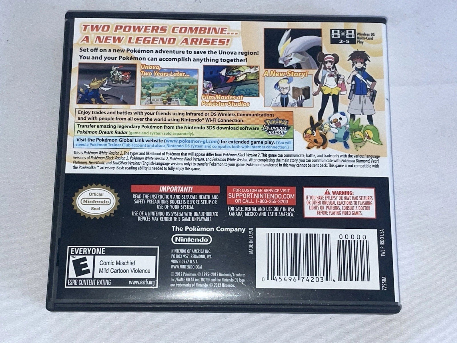 Pokemon: White Version 2 (Nintendo DS, 2012) Original With Case And All Extras