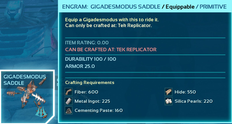 ARK ASCENDED PVE GIGADESMODUS SADDLE PLATFORM SADDLE