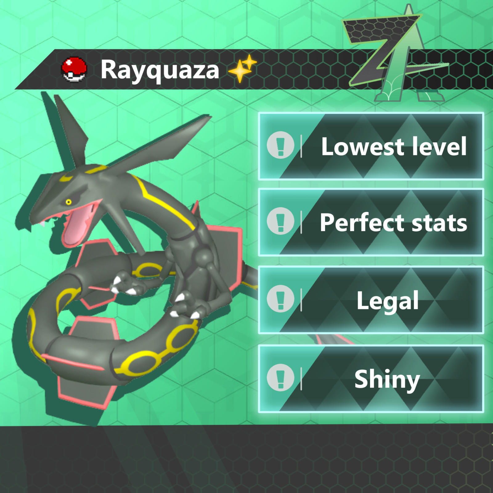 SHINY Rayquaza 6 IV for Pokemon Legends ZA